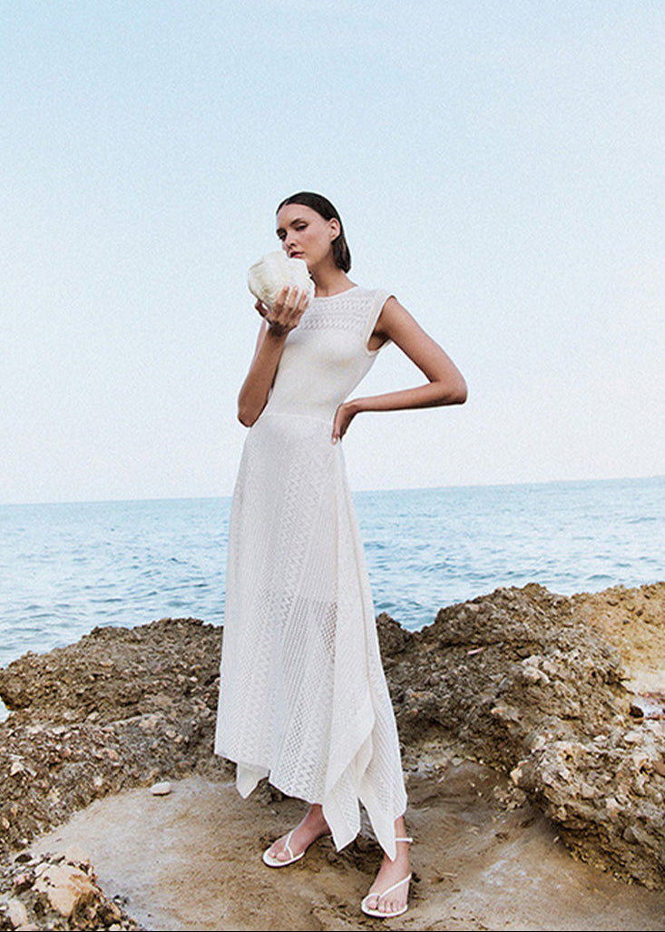 Asymetrical Knit Dress in White from Sita Murt