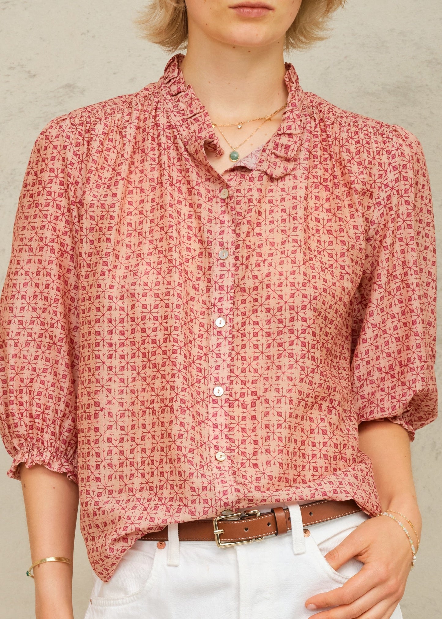 Cassia Print Top in Pink from M.A.B.E