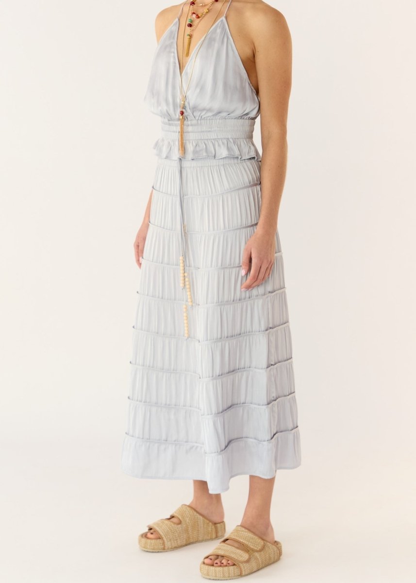 Alina Tiered Skirt in Dove from FLANNEL at Edito boutique