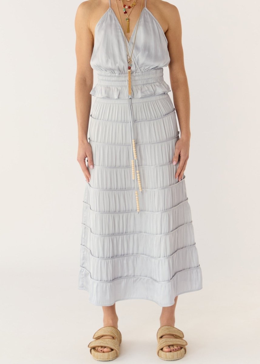 Alina Tiered Skirt in Dove from FLANNEL at Edito boutique