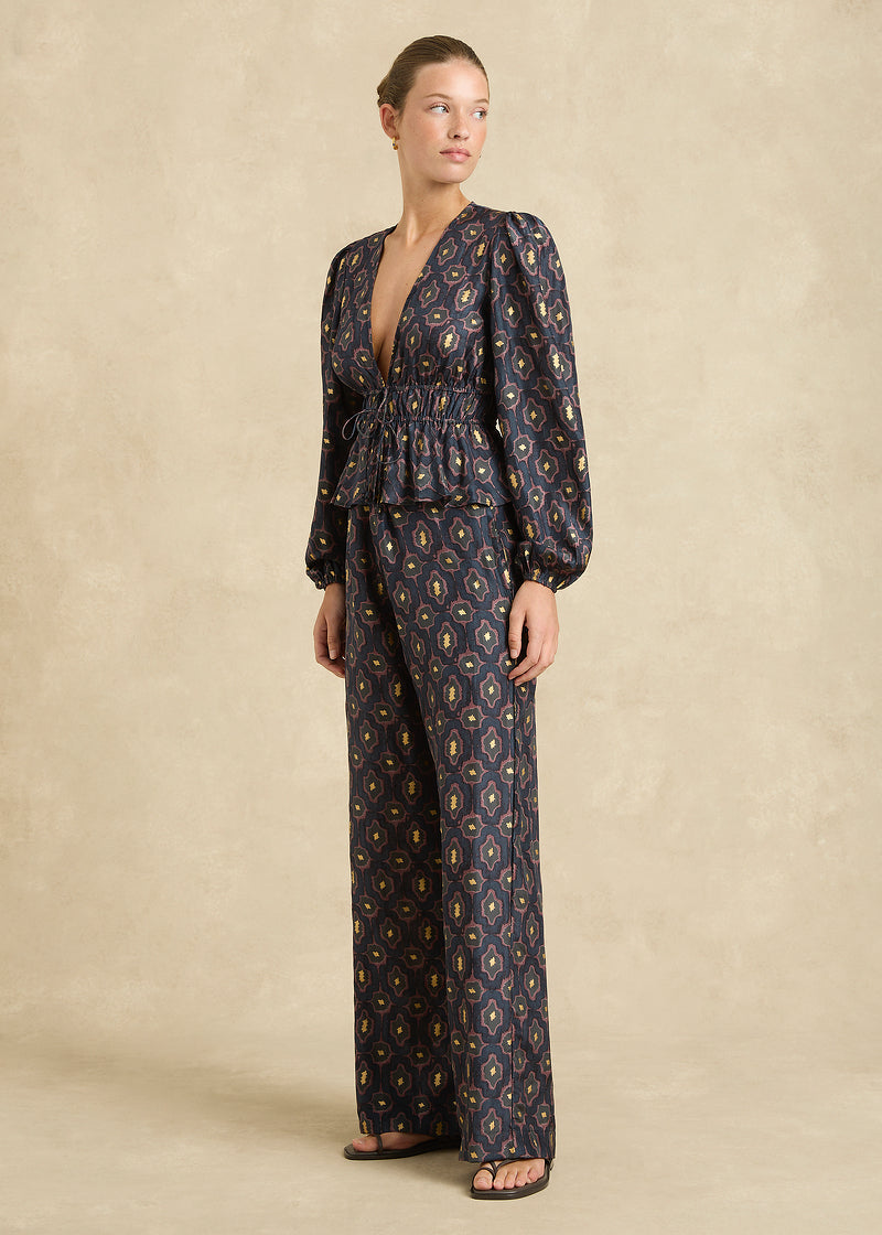 Azra Pant in Charcoal/Gold from Hannah Artwear