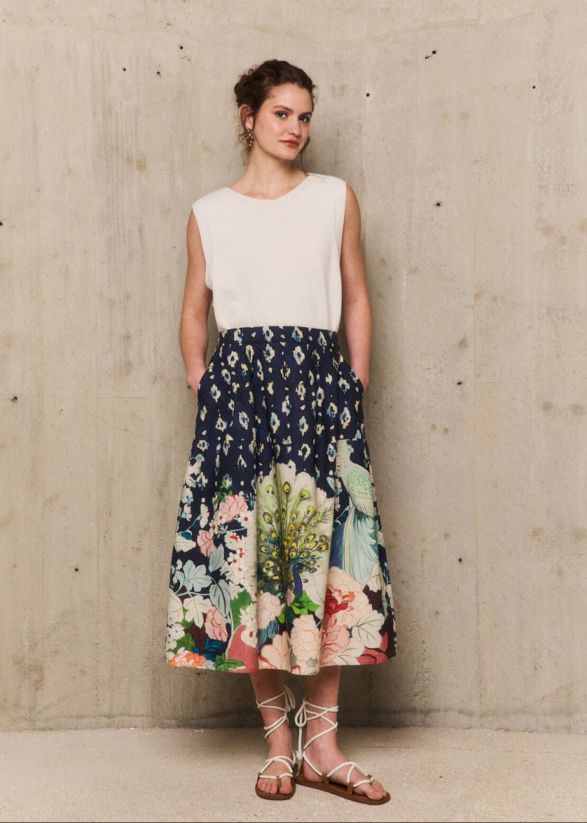 Beatrice Printed Skirt in Navy from STELLA FOREST at Edito boutique