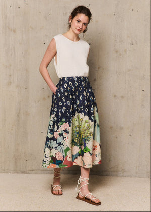 Beatrice Printed Skirt in Navy from STELLA FOREST at Edito boutique