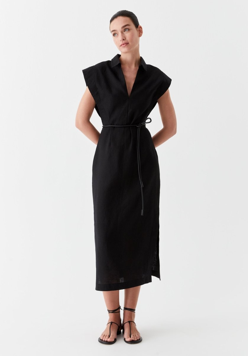 Belle Linen Dress in Black from MORRISON at Edito boutique