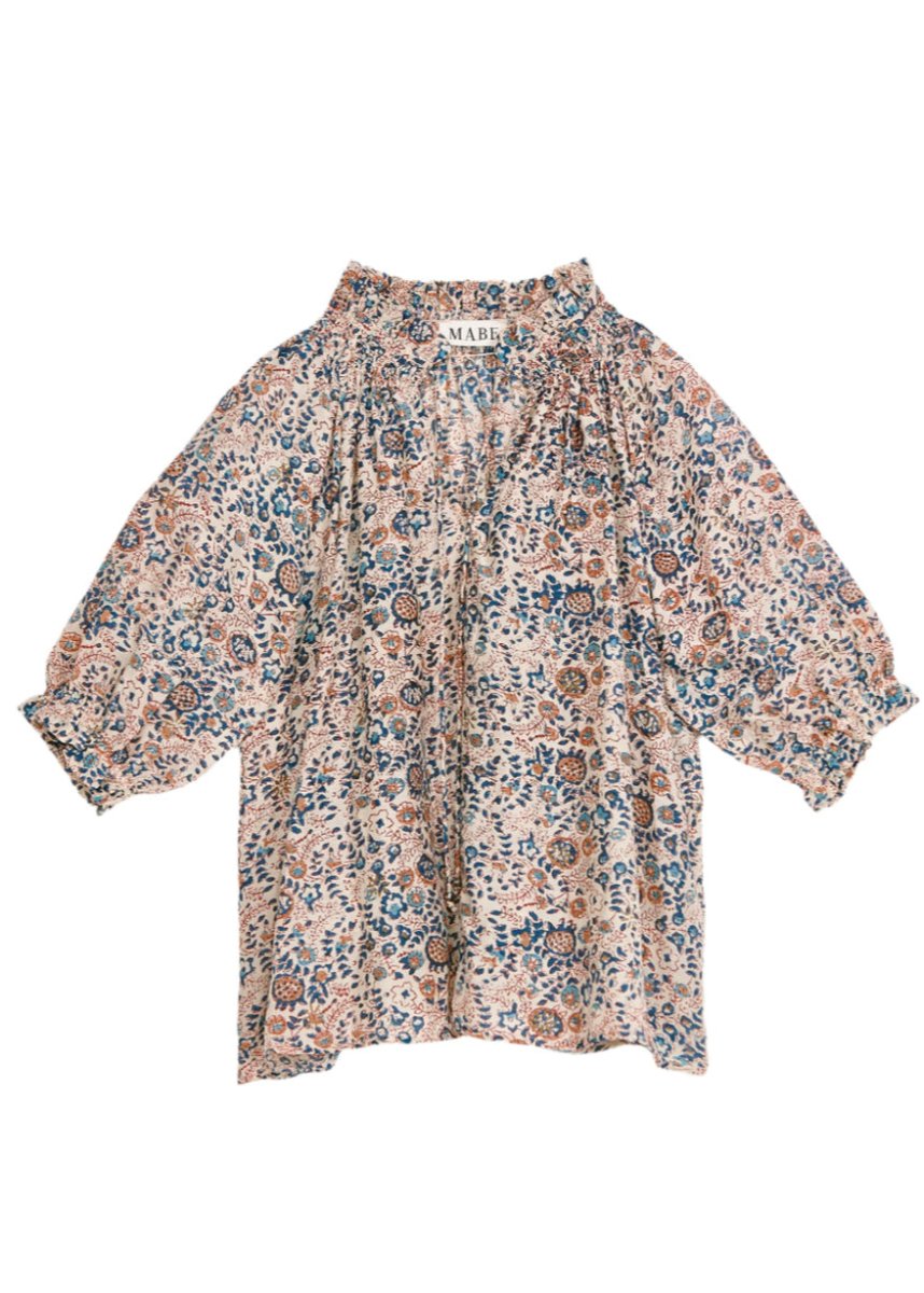 Cass Printed Top in Blue from M.A.B.E at Edito boutique