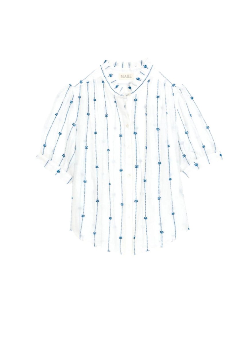 Dacy Embroidered Top in Blue from M.A.B.E at Edito boutique