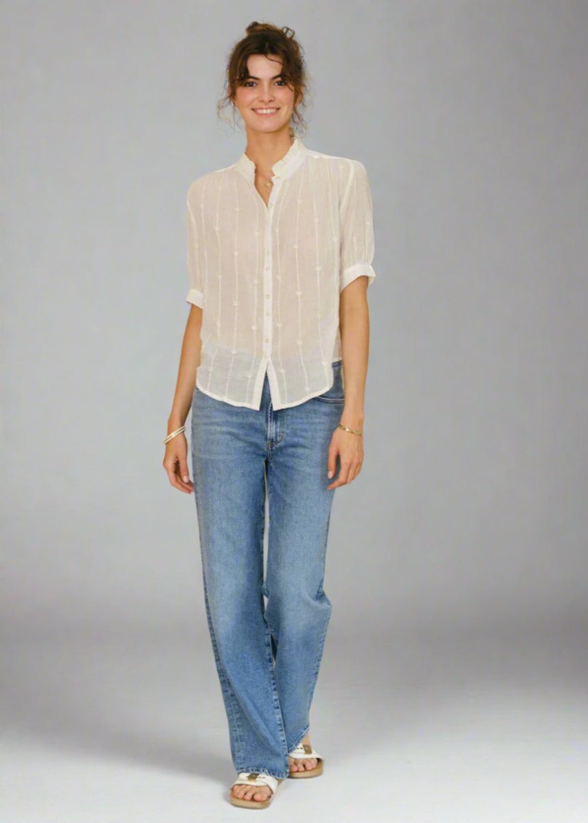 Dacy Embroidered top in Ecru from M.A.B.E at Edito boutique