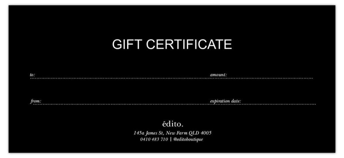 Edito Boutique Gift Card from EDITO BOUTIQUE at Edito boutique
