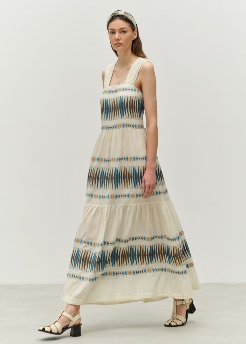 Elegant Dress in Blue/Camel from DEVOTION TWINS at Edito boutique