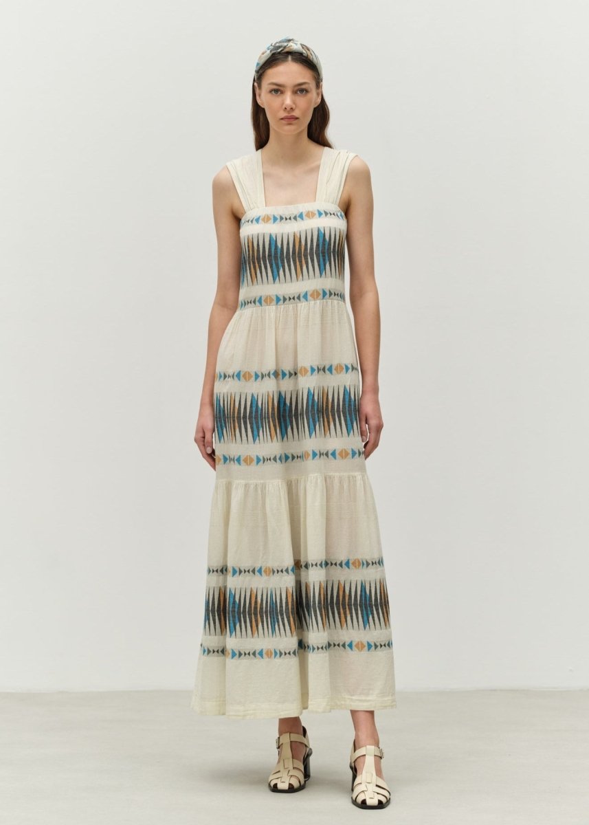 Elegant Dress in Blue/Camel from DEVOTION TWINS at Edito boutique