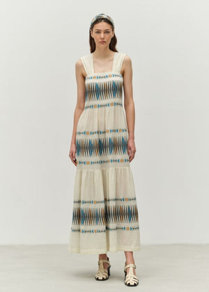 Elegant Dress in Blue/Camel from DEVOTION TWINS at Edito boutique