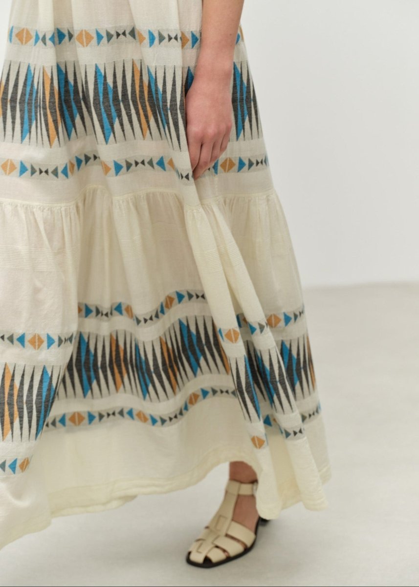Elegant Dress in Blue/Camel from DEVOTION TWINS at Edito boutique