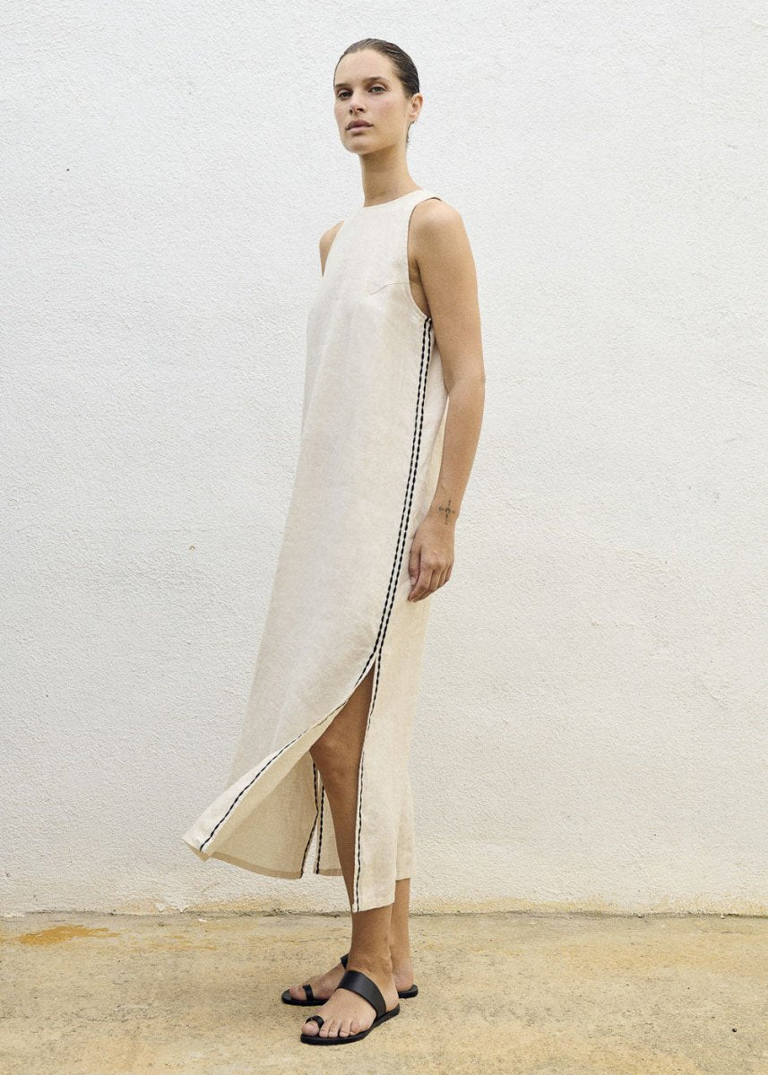 Embroidered Long Dress in Cream from SITA MURT at Edito boutique