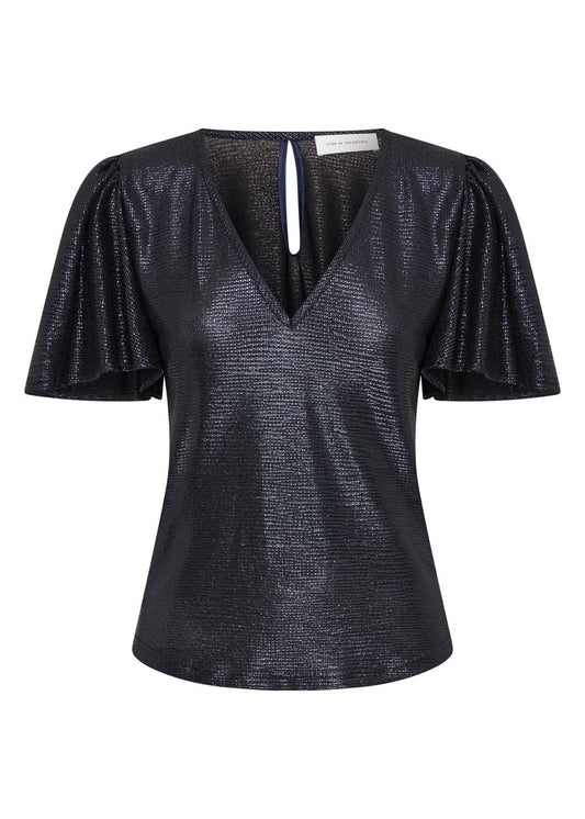 Farfalla Fluted Top in Navy from LUXE DE VALENTINA at Edito boutique Farfalla Fluted Top in Navy from LUXE DE VALENTINA at Edito boutique