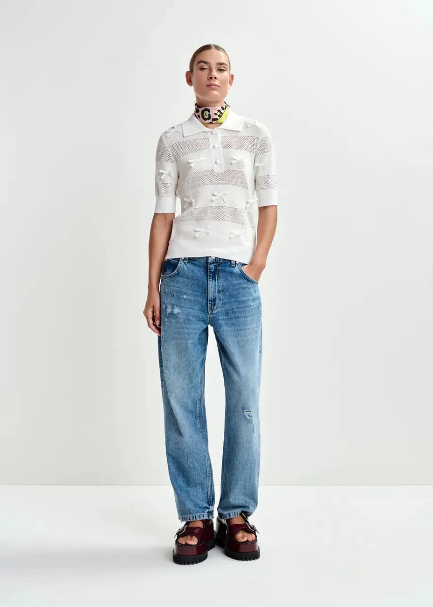 Jarts Polo Top in Off White from ESSENTIEL ANTWERP at Edito Boutique