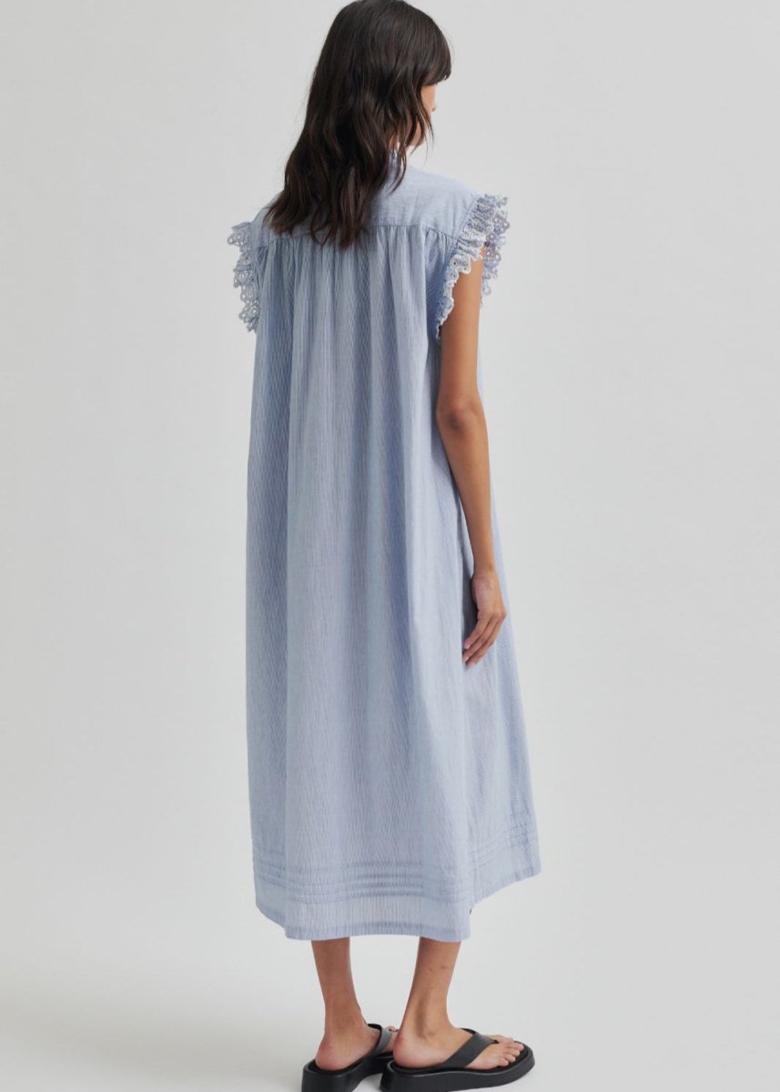 Laure Dress in Blue Stripe from SECOND FEMALE at Edito boutique