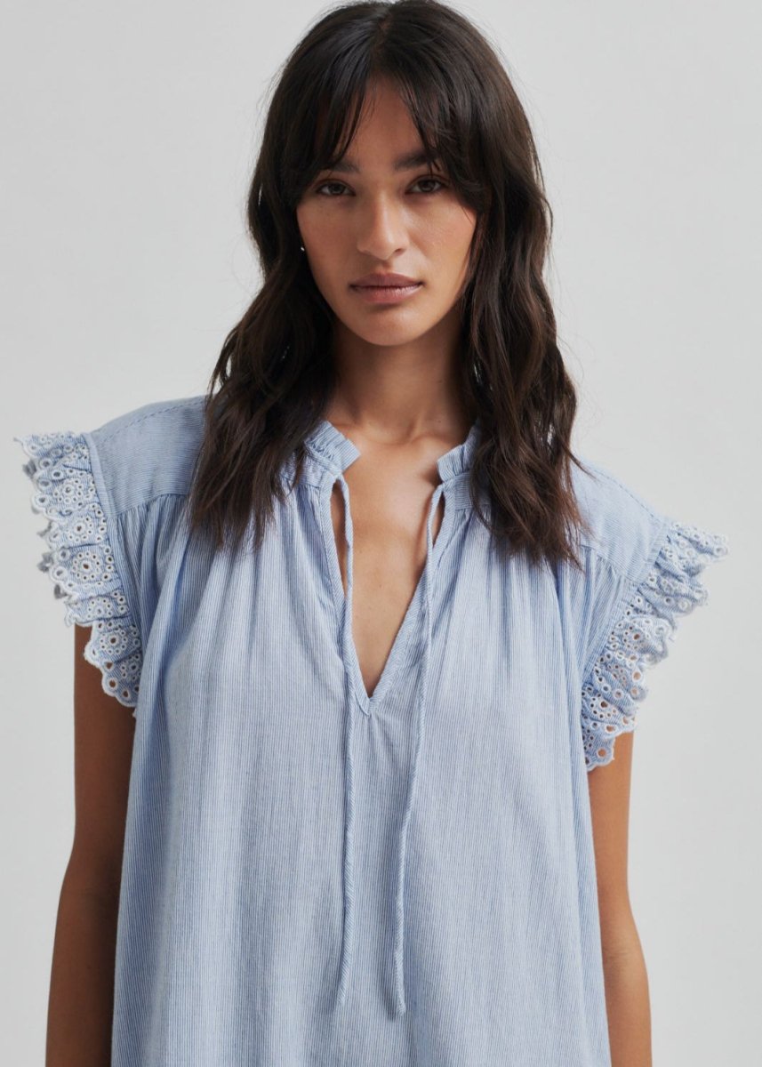 Laure Dress in Blue Stripe from SECOND FEMALE at Edito boutique