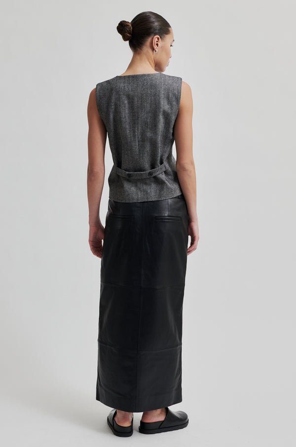 Letho Leather Maxi Skirt in Black from SECOND FEMALE at Edito boutique