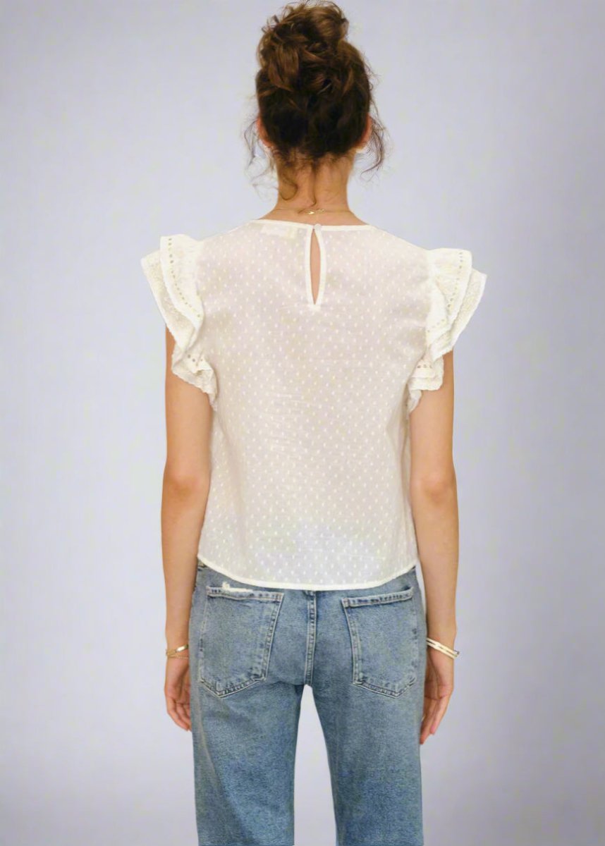 Lori Embroidered Top in Ecru from M.A.B.E at Edito boutique