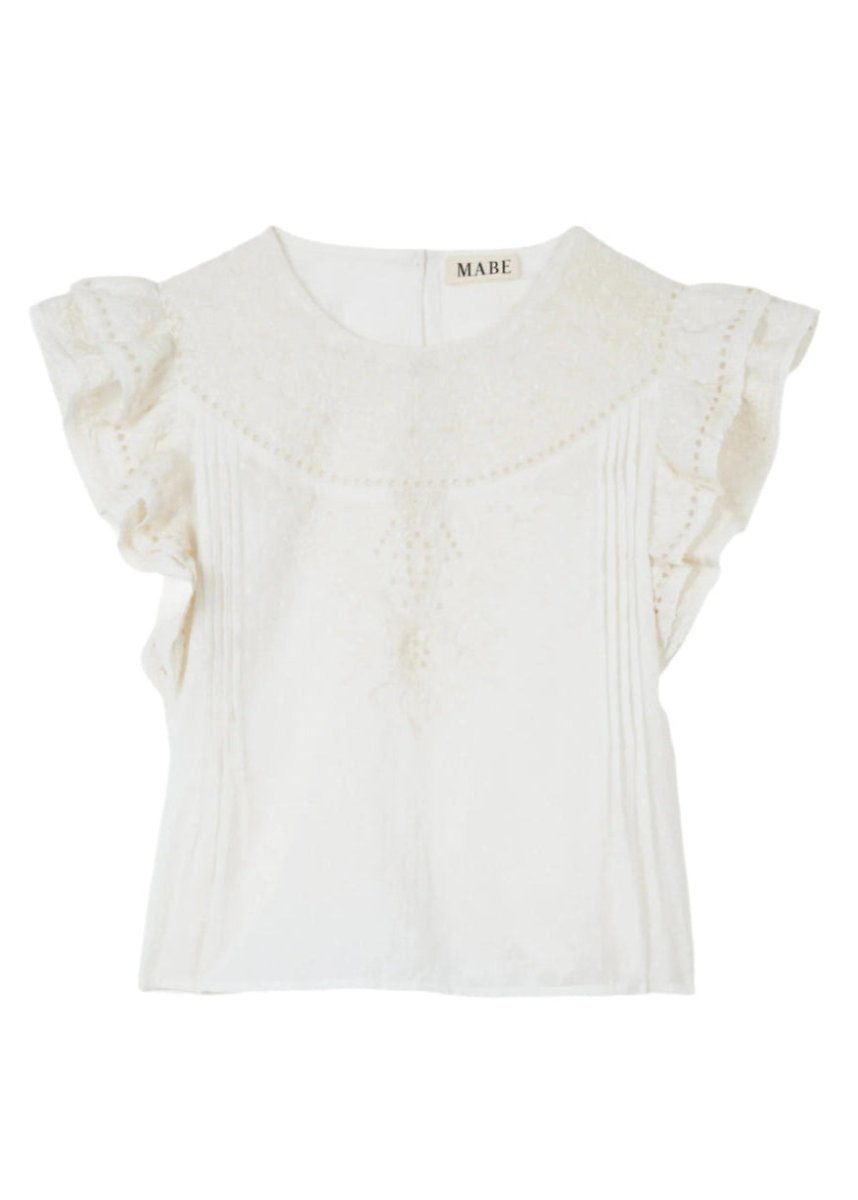 Lori Embroidered Top in Ecru from M.A.B.E at Edito boutique