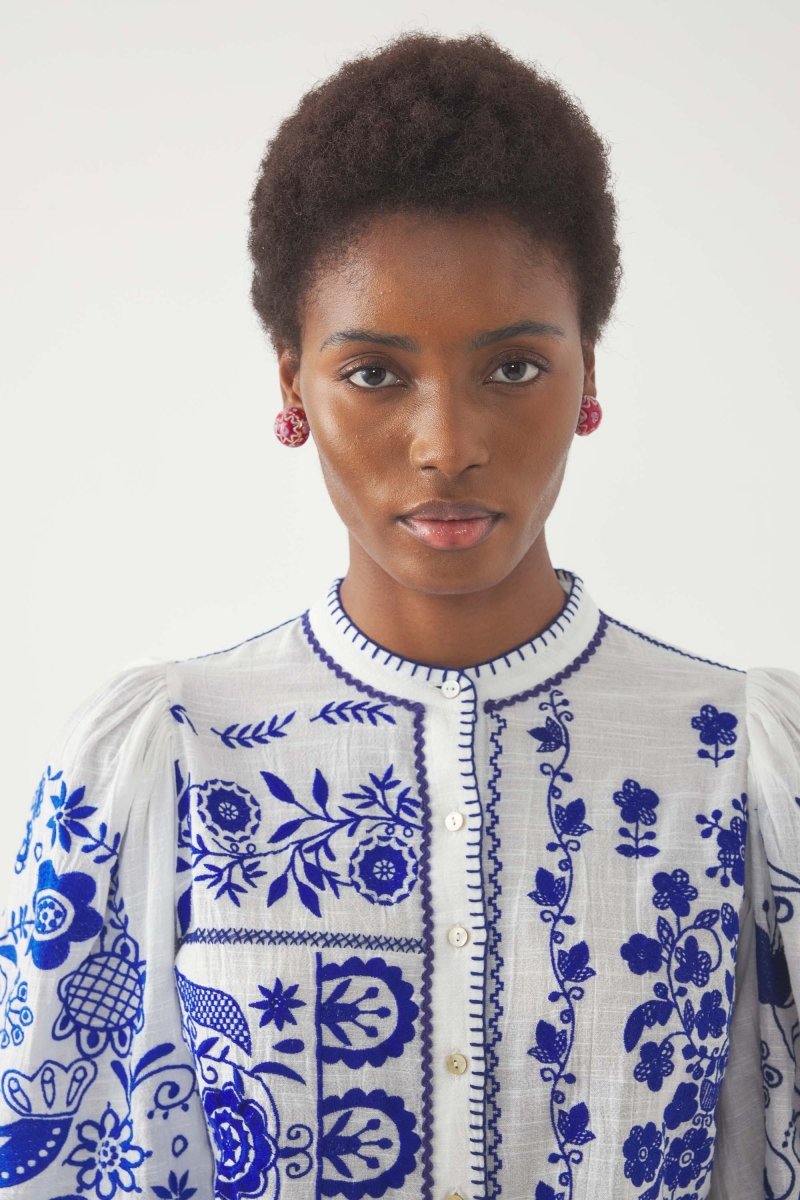 Mamie Blouse in Blue from ANTIK BATIK at Edito boutique