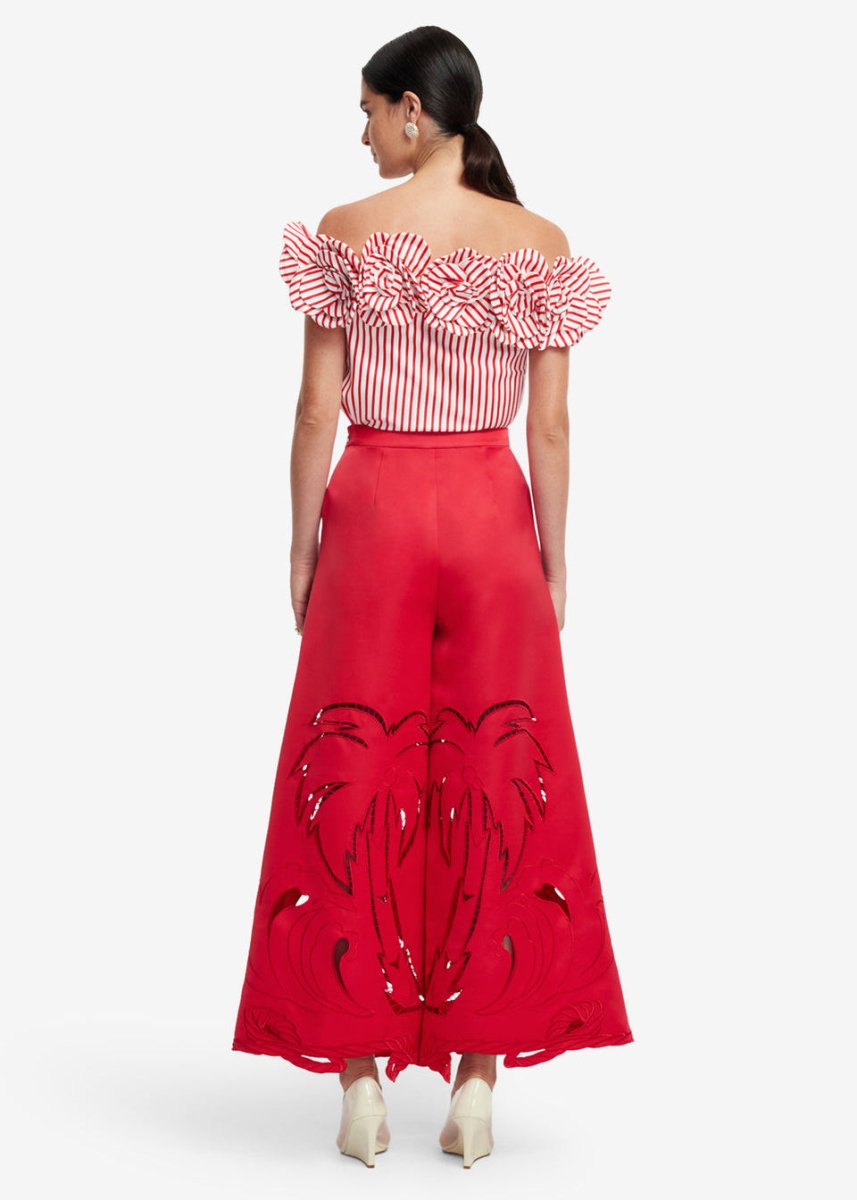 McKayla Off - Shoulder Top in Scarlet from LEO LIN at Edito boutique