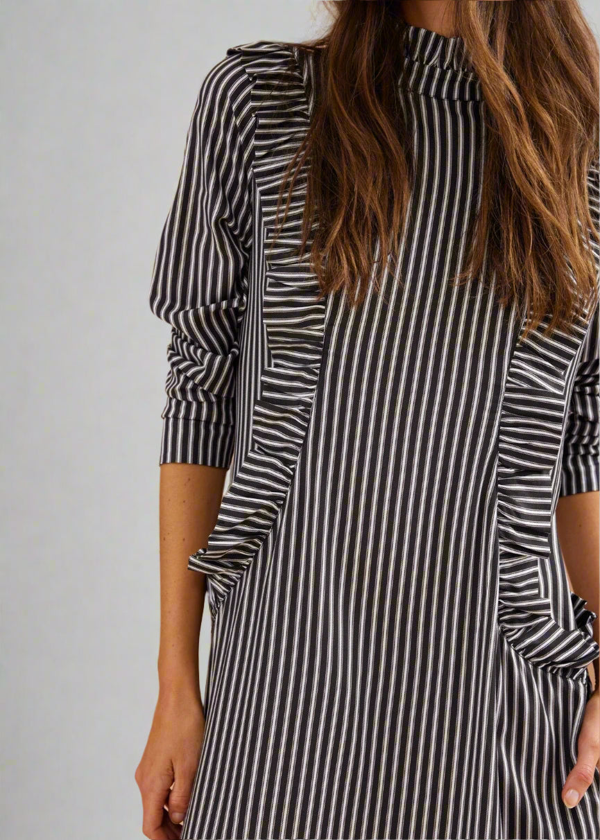 Mrs Stewart Dress in Pinstripe from Binnywear