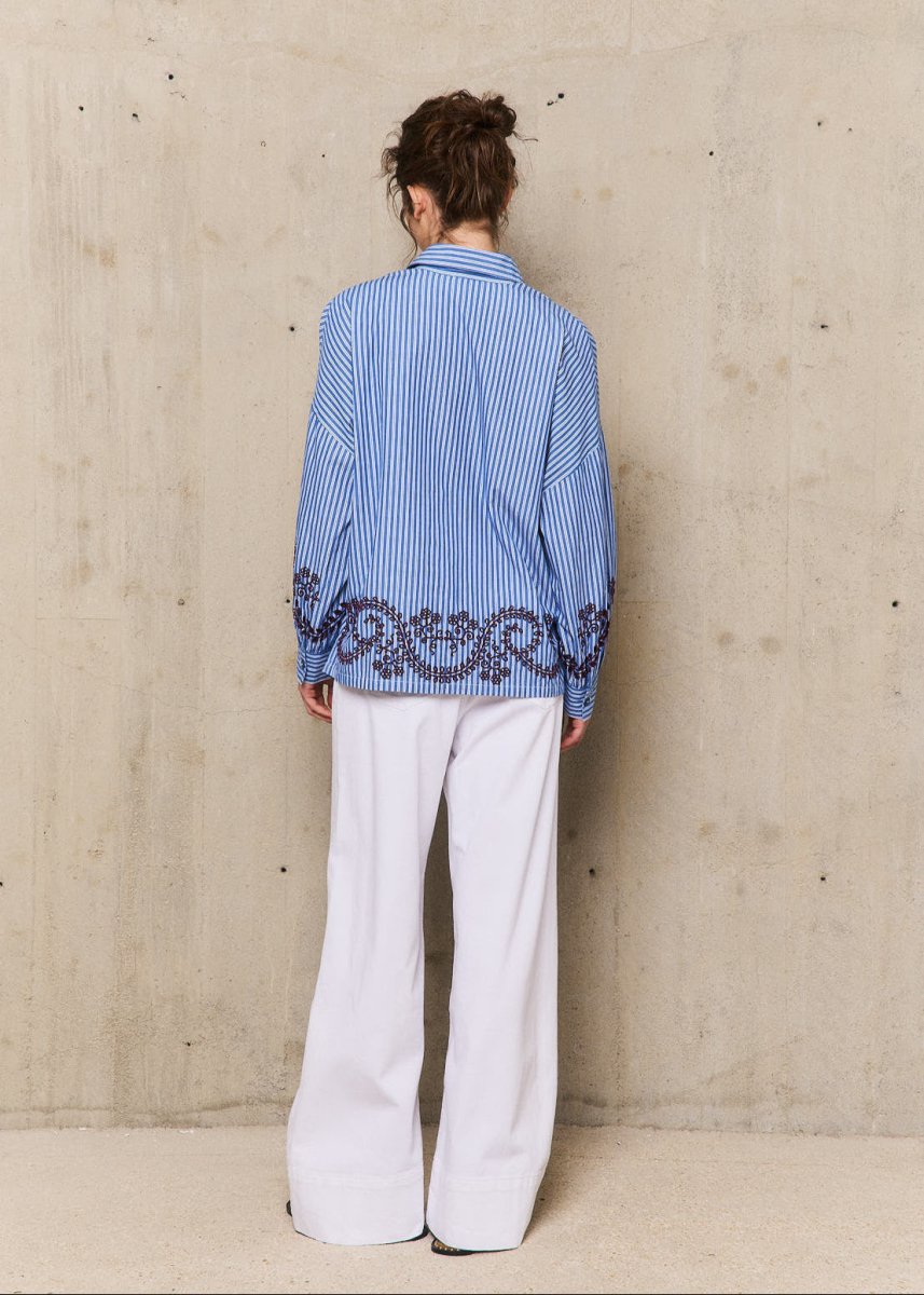 Nuria Embroidered shirt in Blue from STELLA FOREST at Edito boutique