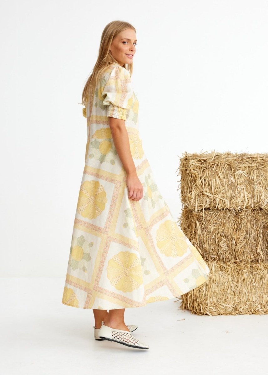 Oaten Chaff Dress in Patchwork from BINNYWEAR at Edito boutique