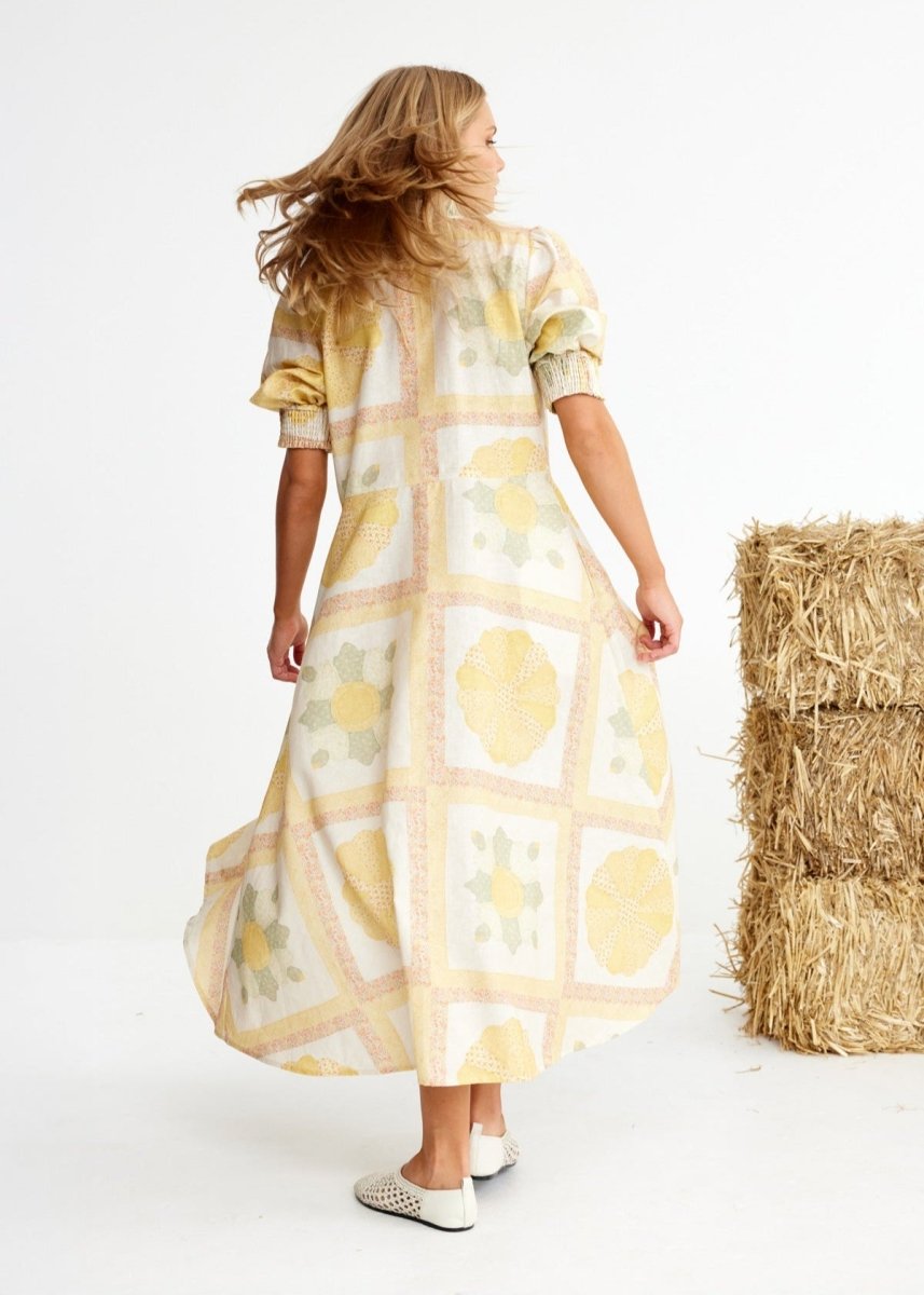 Oaten Chaff Dress in Patchwork from BINNYWEAR at Edito boutique