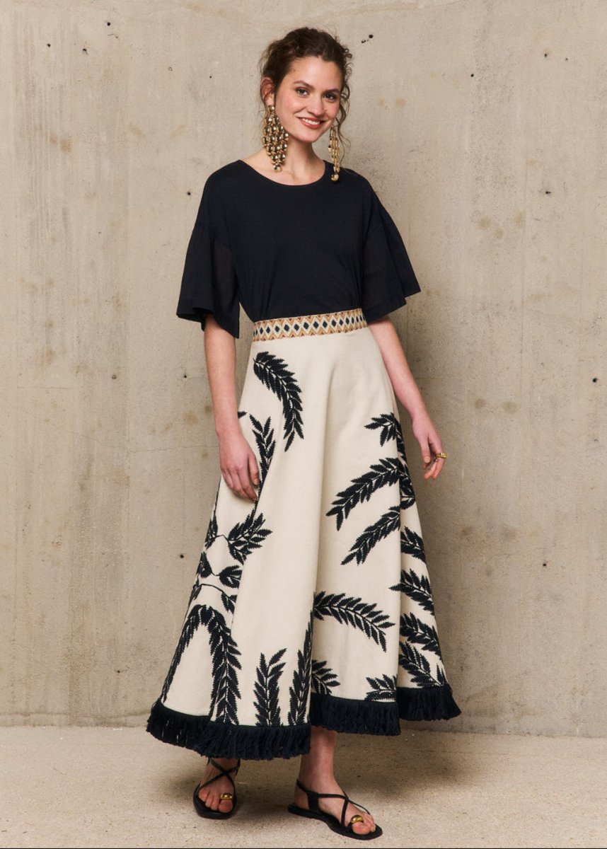 Palmer Embroidered Skirt in Ecru from STELLA FOREST at Edito boutique