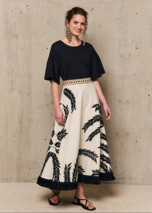 Palmer Embroidered Skirt in Ecru from STELLA FOREST at Edito boutique