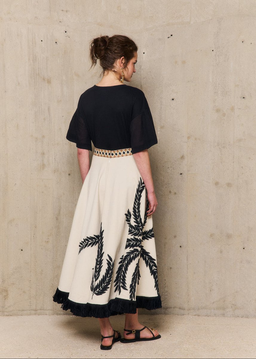 Palmer Embroidered Skirt in Ecru from STELLA FOREST at Edito boutique