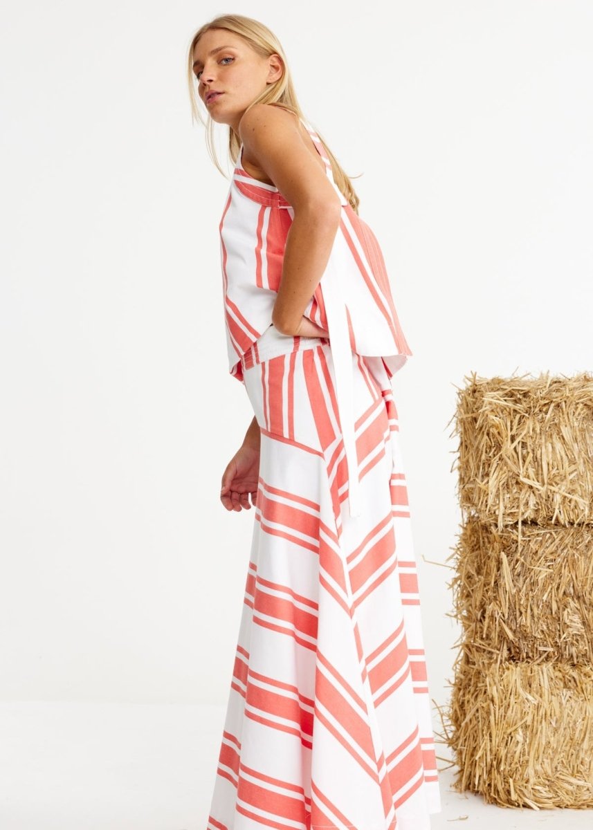 Polo Pony Skirt in Red Stripes from BINNYWEAR at Edito boutique