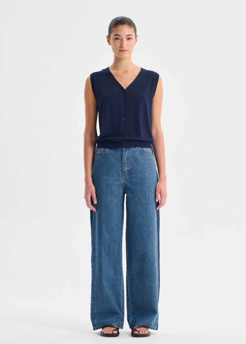 Rhyan Knit Vest in Navy from MORRISON at Edito boutique