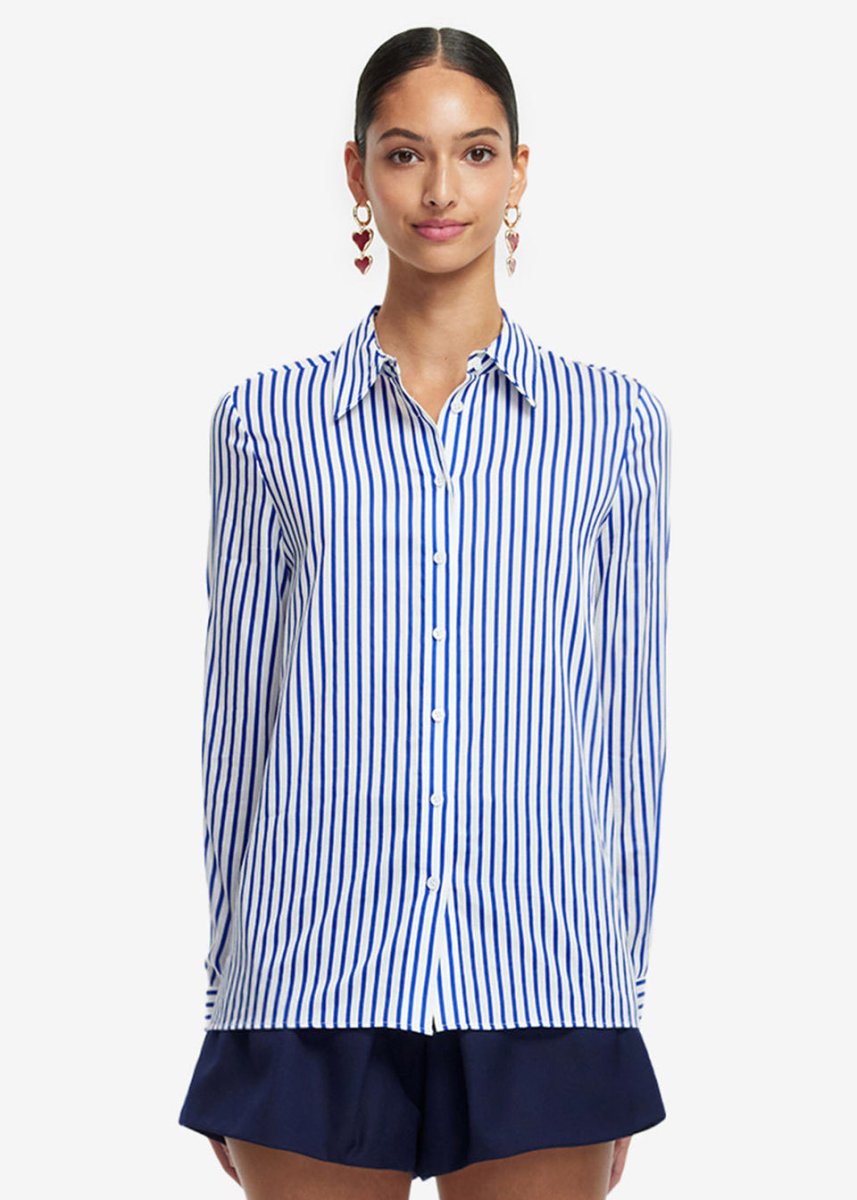 Rosaline Striped Shirt in Navy from LEO LIN at Edito boutique Rosaline Striped Shirt in Navy from LEO LIN at Edito boutique