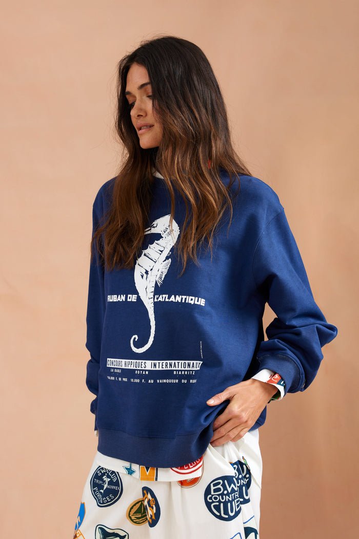 Seahorses Sweater in Navy from BINNYWEAR at Edito boutique