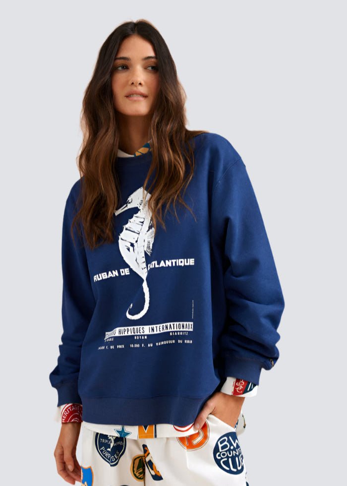 Seahorses Sweater in Navy from BINNYWEAR at Edito boutique