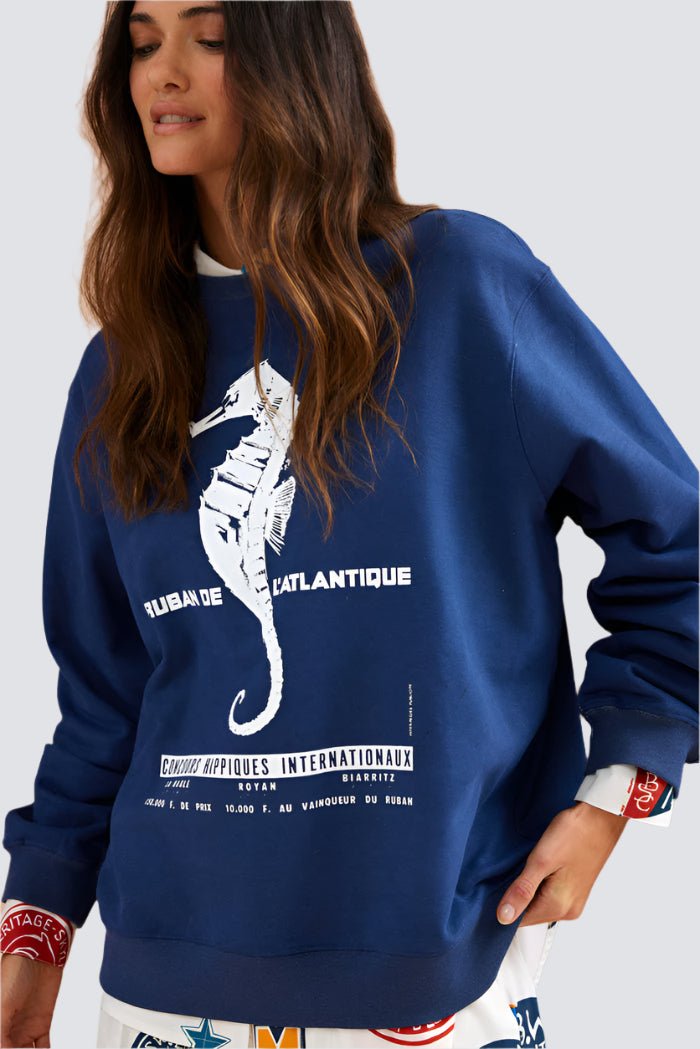 Seahorses Sweater in Navy from BINNYWEAR at Edito boutique