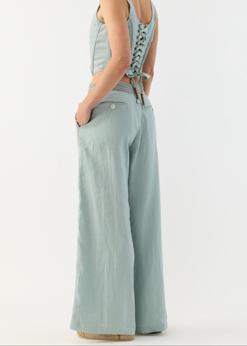 Seven Linen Pant in Mint from FLANNEL at Edito boutique