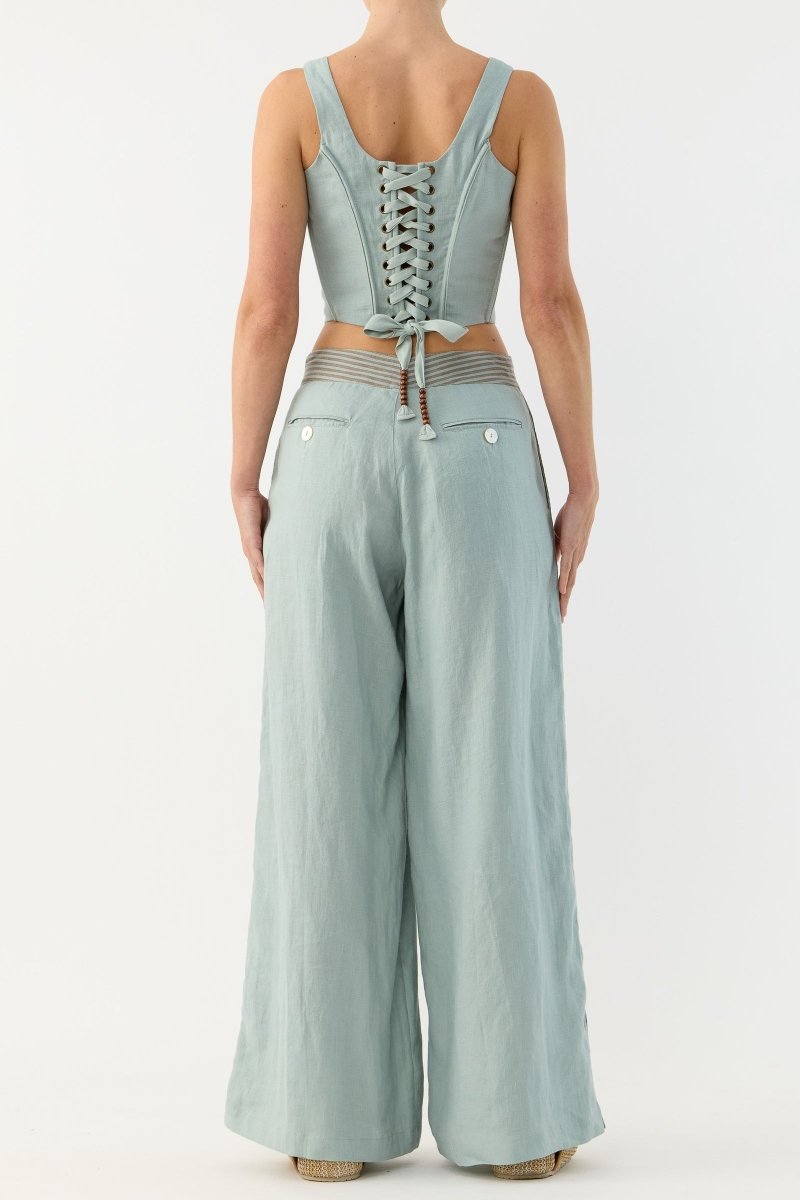 Seven Linen Pant in Mint from FLANNEL at Edito boutique