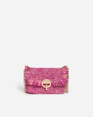 Small Moon Raffia Bag in Fushia from VANESSA BRUNO at Edito boutique