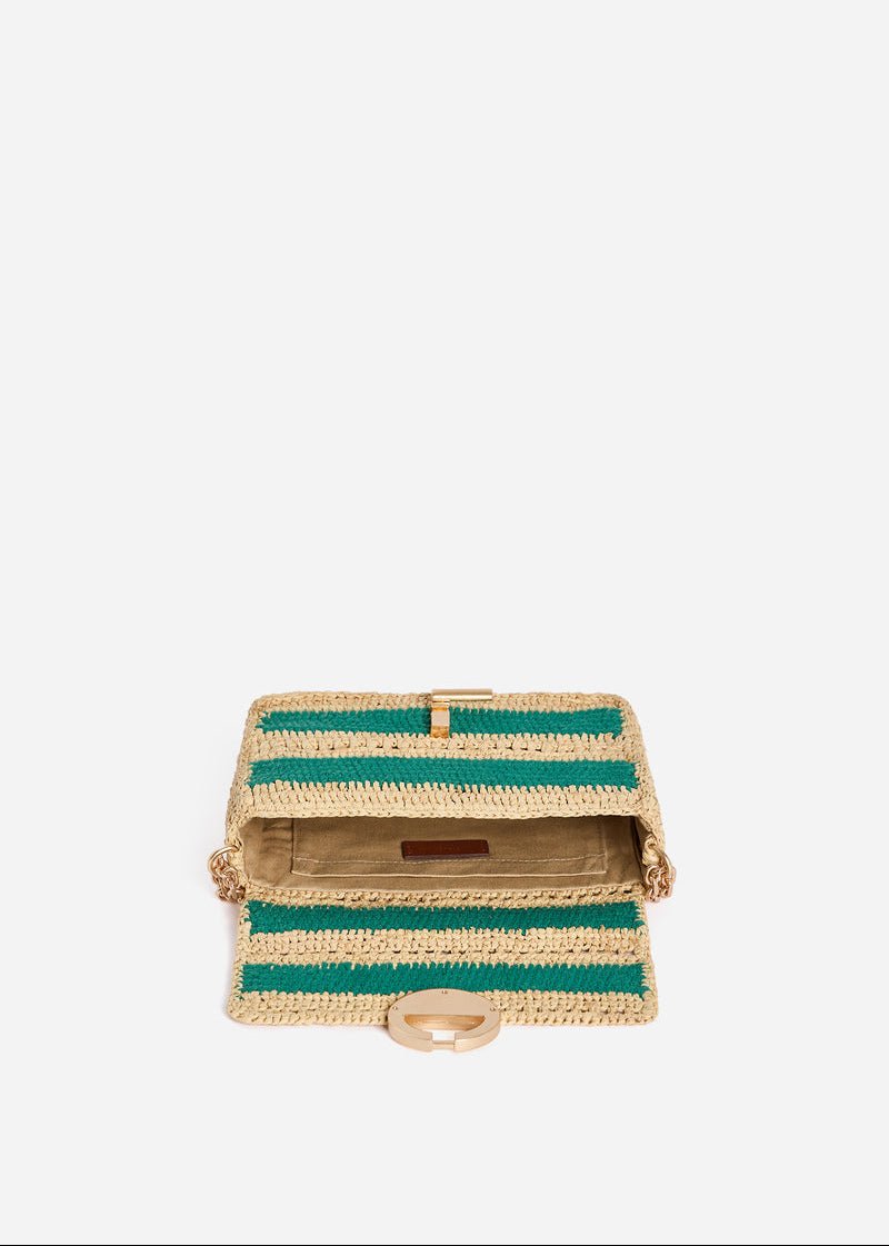 Small Raffia Moon Bag in Green from VANESSA BRUNO at Edito boutique