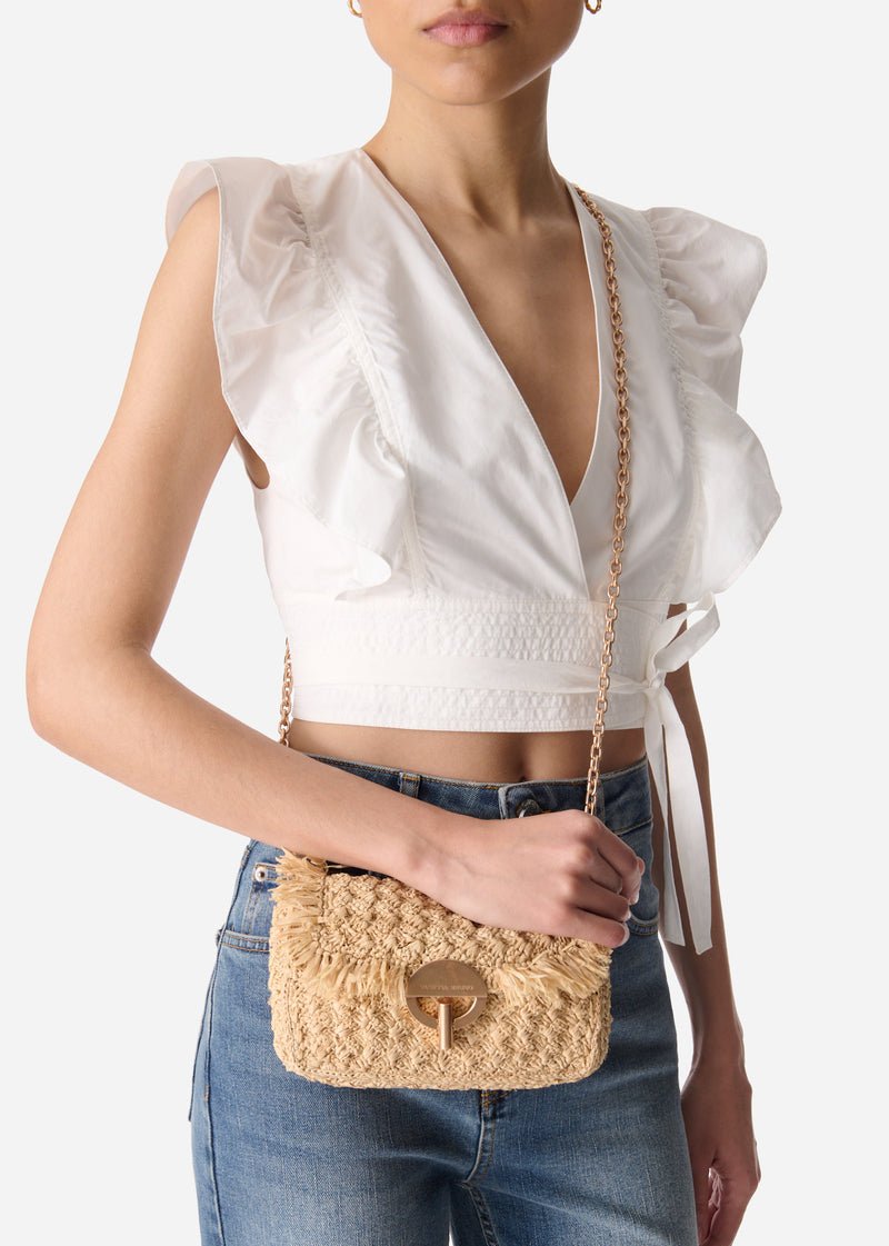 Small Raffia Moon Bag in Raffia from VANESSA BRUNO at Edito boutique