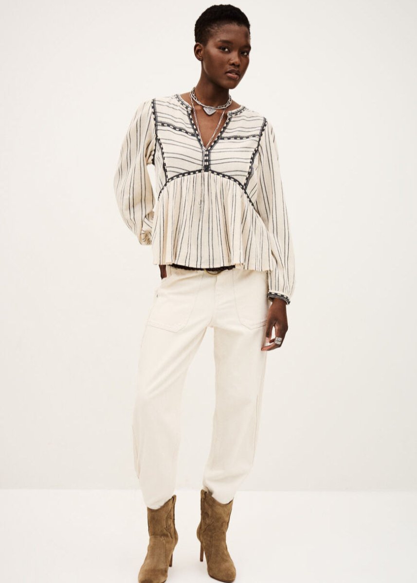 Sunny Long - sleeved Top in Ecru from BA&SH at Edito boutique