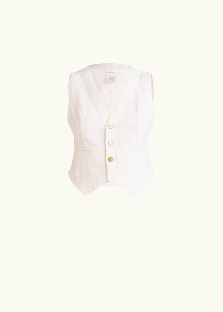 Sutton Denim Vest in White from FLANNEL at Edito boutique Sutton Denim Vest in White from FLANNEL at Edito boutique