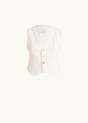 Sutton Denim Vest in White from FLANNEL at Edito boutique