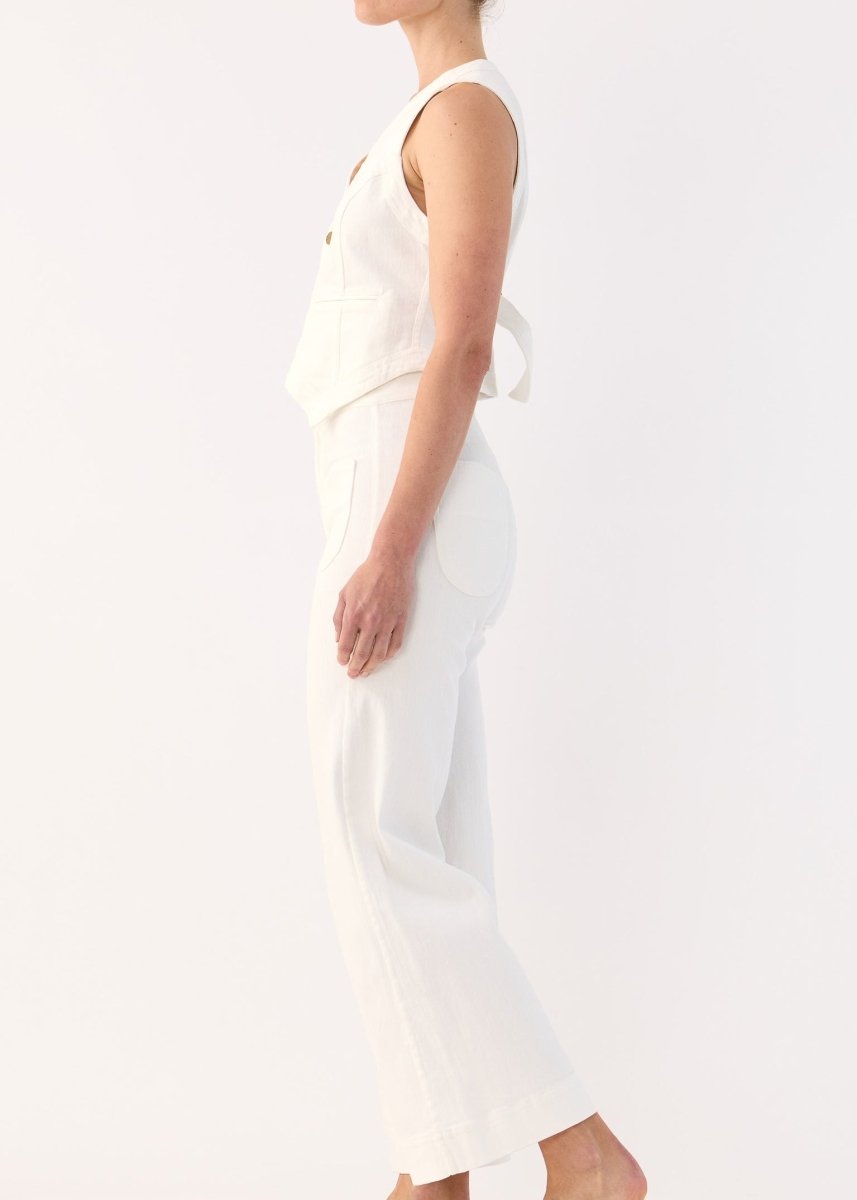 Sutton Denim Vest in White from FLANNEL at Edito boutique