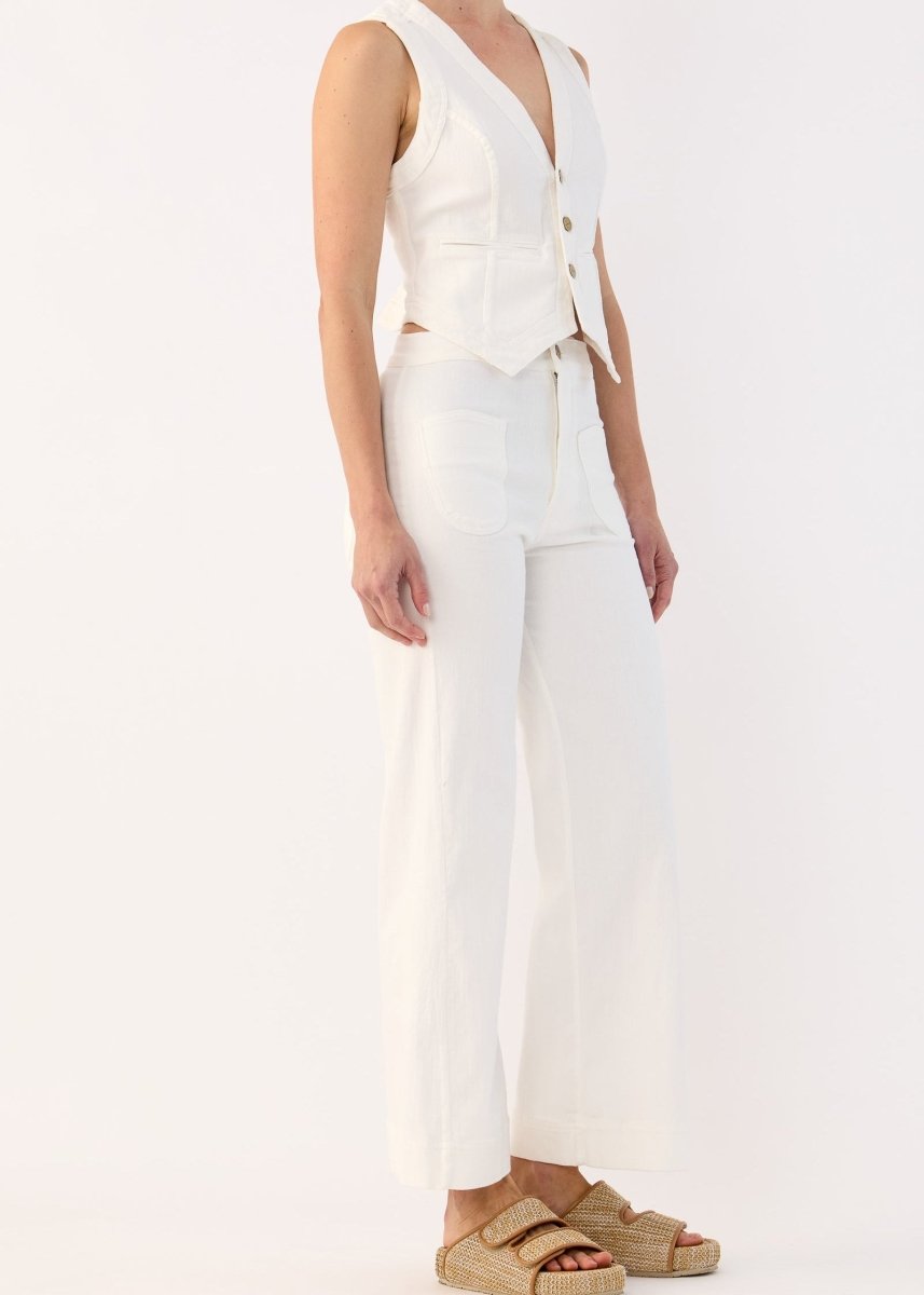Sutton Denim Vest in White from FLANNEL at Edito boutique