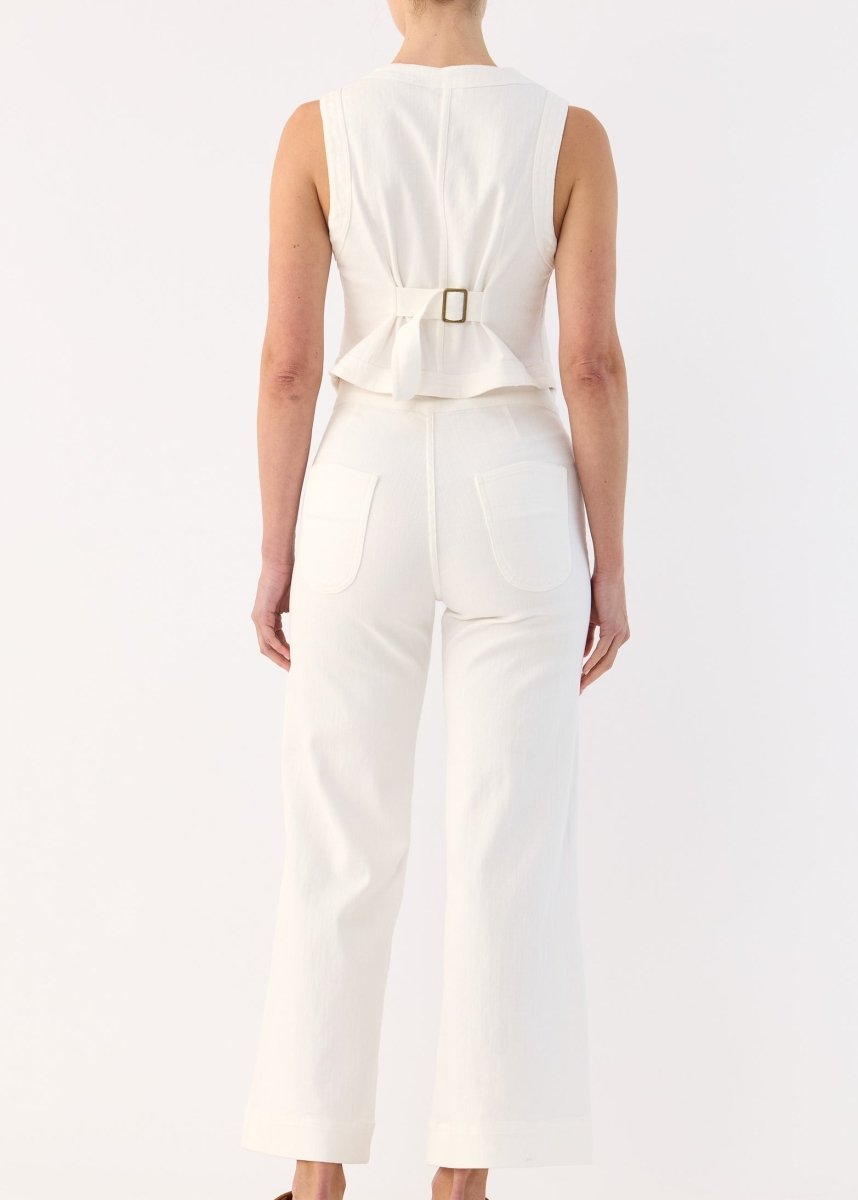 Sutton Denim Vest in White from FLANNEL at Edito boutique